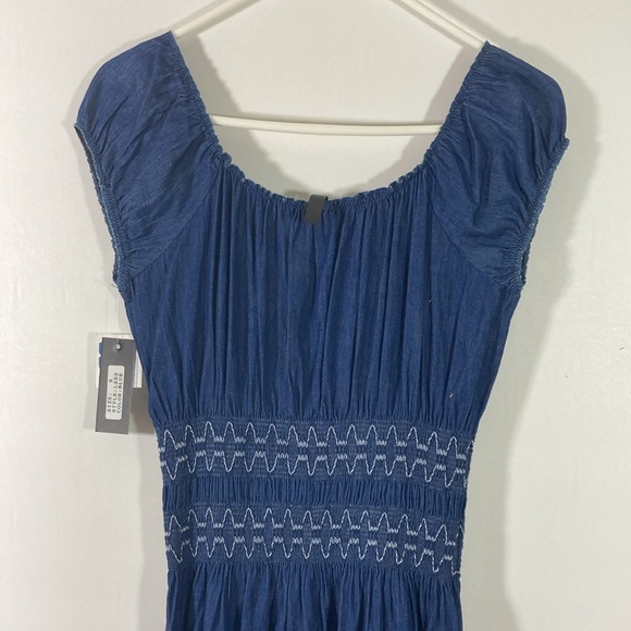 Lapis Maxi Dress Women Size S Dark & Faded Elastic Neck & Sleeves New With Tags - Picture 6 of 11